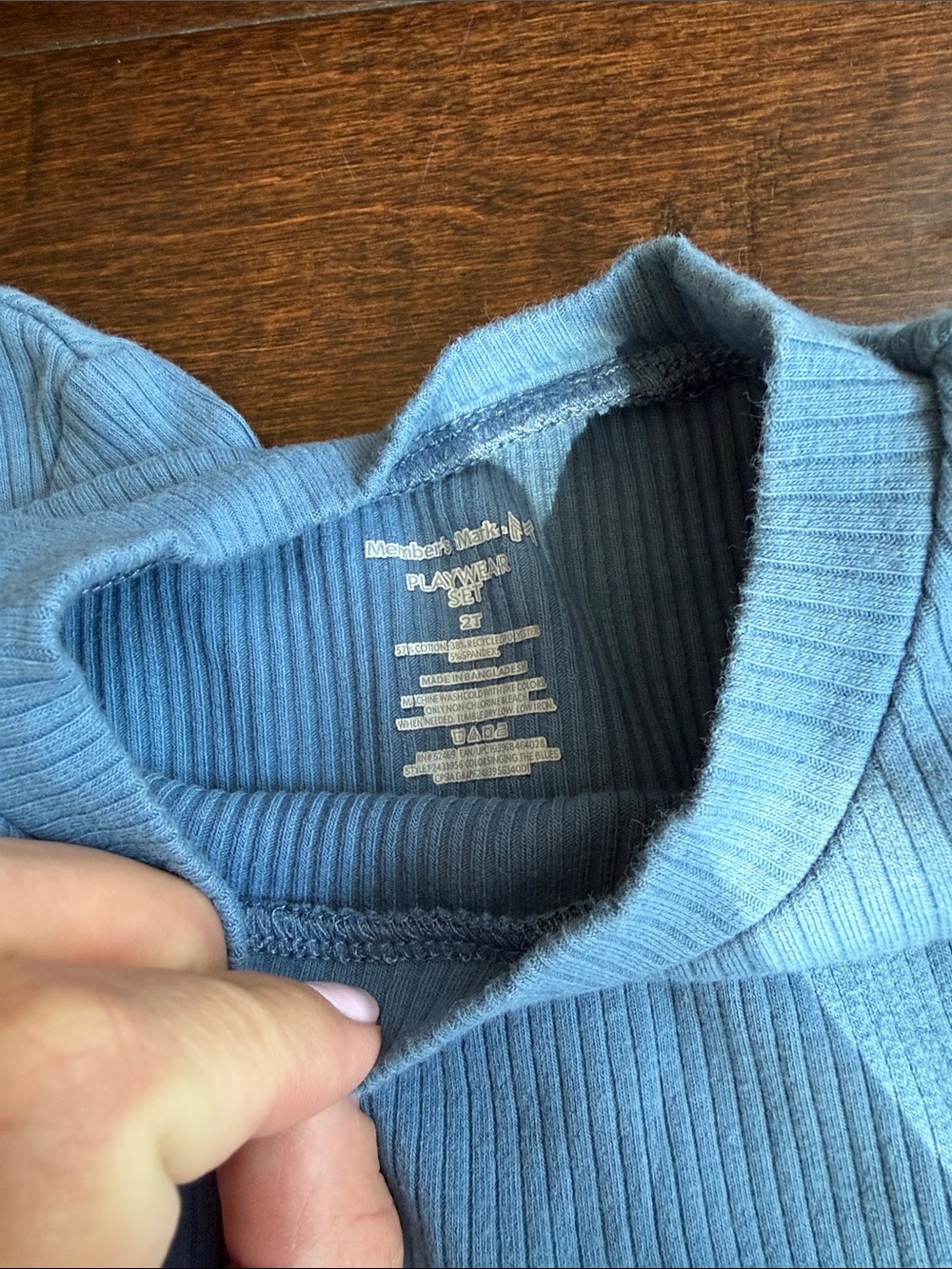TWIN 2T Girls Kids Dusty Blue Ribbed Long-Sleeve Set - Picture 2 of 6